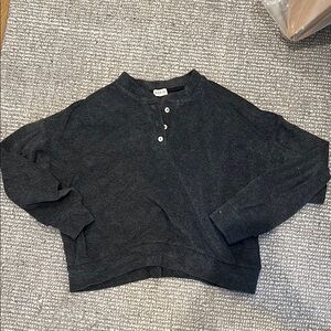 DONNI. Dark Gray Henley Top